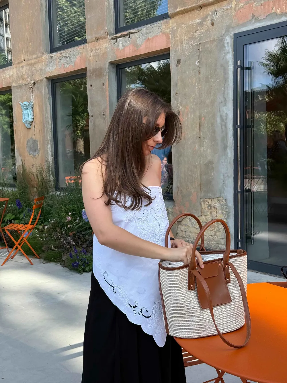 STRAW BAG BROWN
